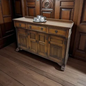 Vintage Old Charm Wood Bros Modern Sideboard / Tudor Brown Oak - Image 3