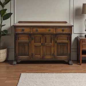 Vintage Old Charm Wood Bros Modern Sideboard / Tudor Brown Oak - Image 6