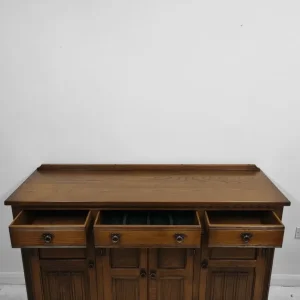 Vintage Old Charm Wood Bros Modern Sideboard / Tudor Brown Oak - Image 8