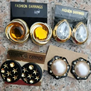 18 PAIRS OF CHUNKY RETRO/VINTAGE CLIP-ON EARRINGS - Image 4