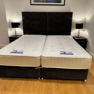 Super King Size Velvet Divan Bed with Upholstered Headboard – Mattress Not Included - Image 5