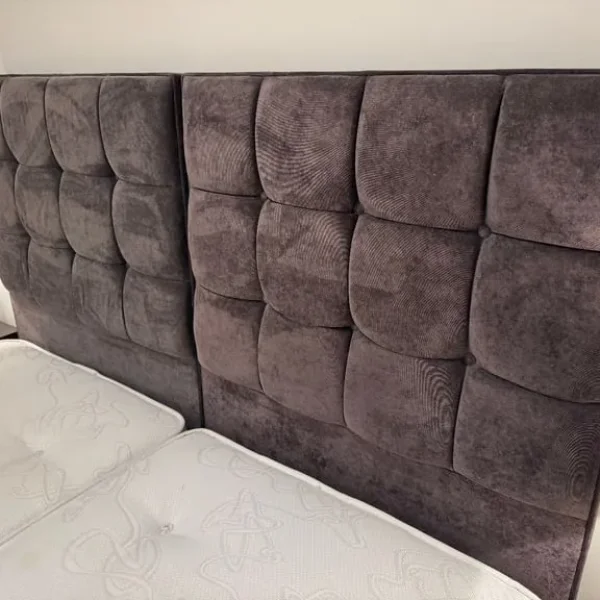 Super King Size Velvet Divan Bed with Upholstered Headboard – Mattress Not Included