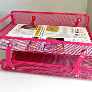 2-Tier Wire Mesh Desk Organizer with A4 Trays - Image 2
