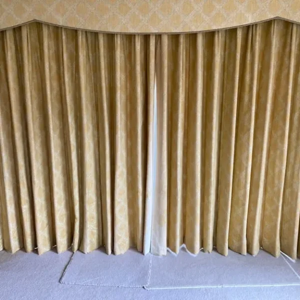 Quality lined curtains, tie backs, hooks and pelmets