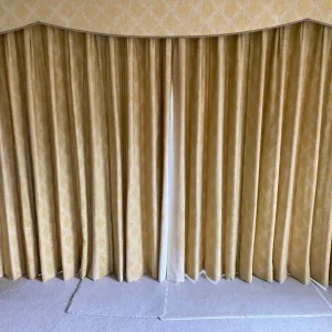 Quality lined curtains, tie backs, hooks and pelmets