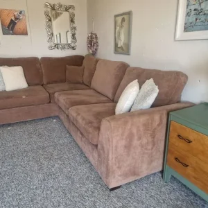 DFS Brown Freya Fabric Corner Sofa Bed 🚛 Delivery Available - Image 7