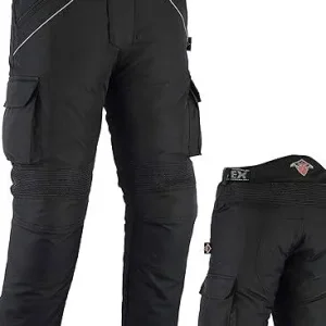 Texpeed Mens All Black Waterproof Armoured Motorcycle Trousers - 36W/30L - Image 3