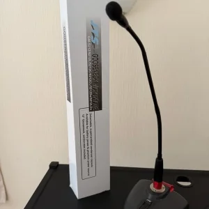 Two Conference Gooseneck lectern podium microphone K&M stand - Image 7
