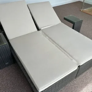 Rattan Garden Loungers with Side Tables