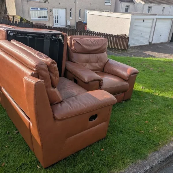 Leather sofa suite
