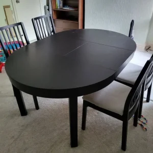 Ikea Black Round Bjursta Extending Table & 4 Ekedalen Chairs FREE DELIVERY 025 - Image 4