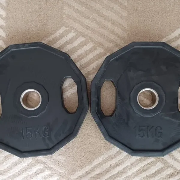 2 x 15KG RUBBER HEX OLYMPIC WEIGHT PLATES - Brand new unboxed