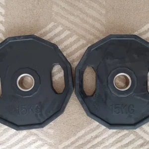 2 x 15KG RUBBER HEX OLYMPIC WEIGHT PLATES - Brand new unboxed