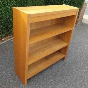 A heavy/sturdy light oak coloured bookcase/book/shelf unit, - Image 2