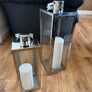 Large chrome candle holders - Image 2