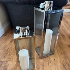 Large chrome candle holders - Image 3