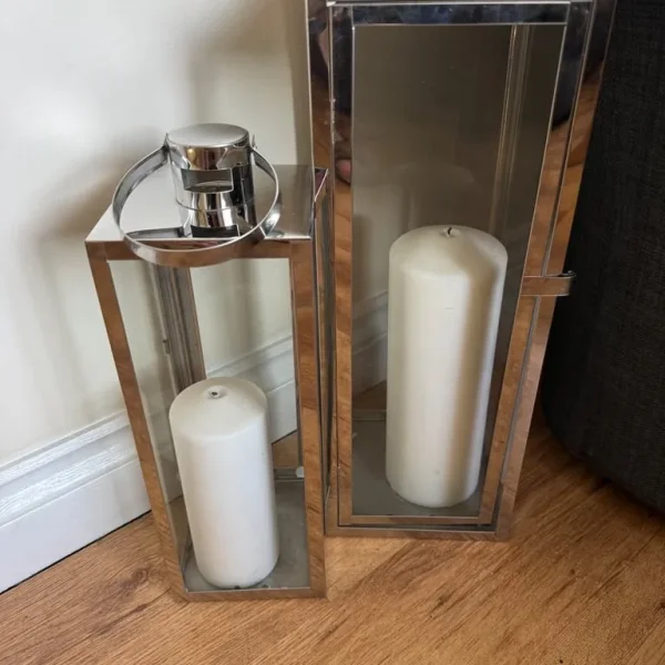 Large chrome candle holders