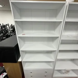 Maine 5 Shelf Bookcase With 2 Drawers Storage Unit Display Cabinet - White