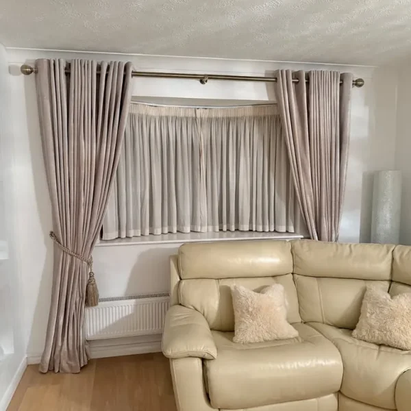 Dorma cream Lymington eyelet Curtain x2 drops 464cm x 228cm