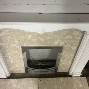 Marble Back Plate with Wooden Fire Surround and Marble Hearth - Image 3