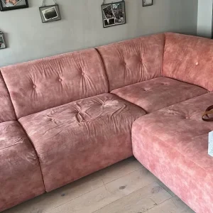 Stylish Dusty Pink Vintage Velvet Modular Sofa and Other Pieces - Image 3