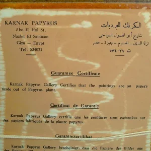 Vintage Egyptian Papyrus Print With Certificate. - Image 3