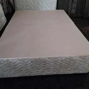 Beige DOUBLE divan bed base Copley Mill Low Cost Moves 2nd Hand Furniture STALYBRIDGE SK15 3DN - Image 2