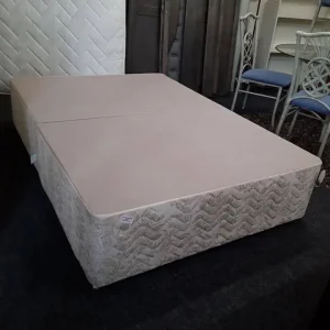 Beige DOUBLE divan bed base Copley Mill Low Cost Moves 2nd Hand Furniture STALYBRIDGE SK15 3DN