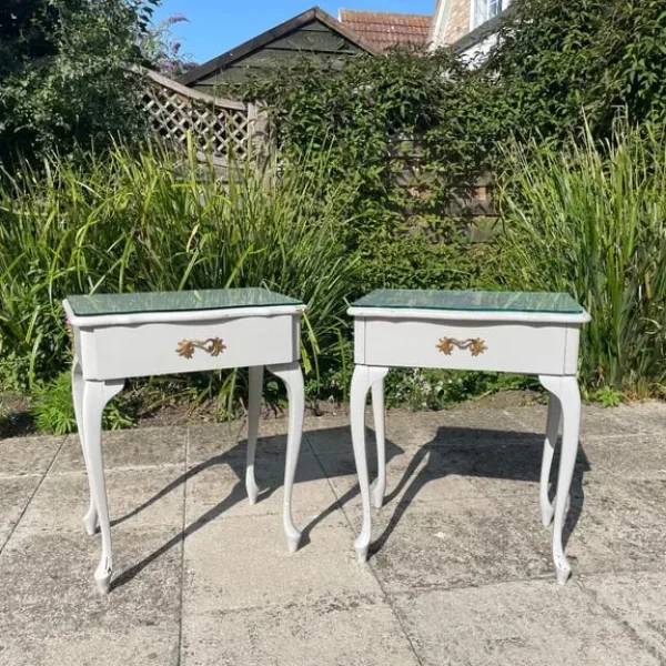 Two shabby chic beside tables