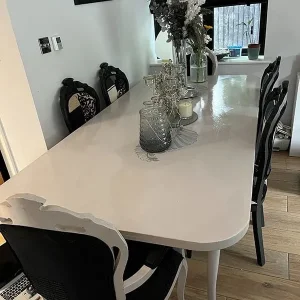 Wooden dining table and six chairs - Image 2