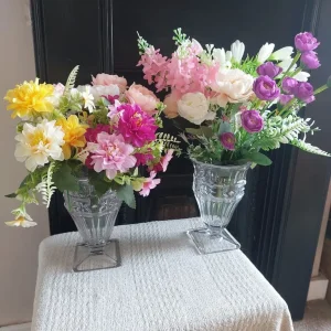 Two Vintage Art Deco Pressed Glass Vases - Image 2