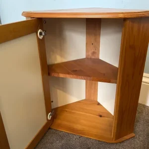 1 Corner Pine Wall Bathrooms Cabinet H18in/46cm W17i/43cm D11in/28cm Good condition B037 - Image 2