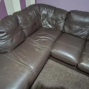 Brown leather corner sofa - Image 2
