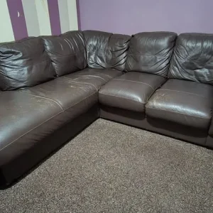 Brown leather corner sofa - Image 3