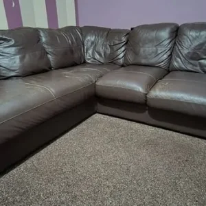 Brown leather corner sofa - Image 4