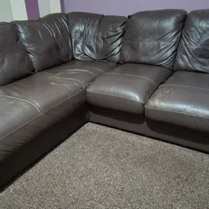 Brown leather corner sofa - Image 5