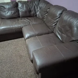 Brown leather corner sofa - Image 6