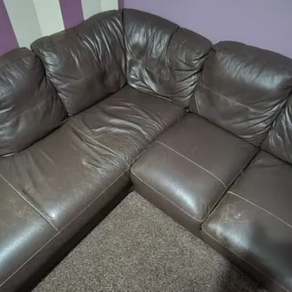 Brown leather corner sofa
