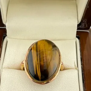 Vintage 9ct Gold Tiger’s Eye Cabochon Ring