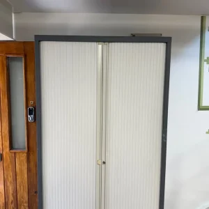 FREE DELIVERY A4 EuroTambour Tall Cupboard with 4 Shelves w/ sliding door, in good condition - Image 2