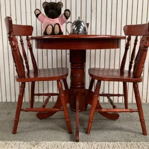 Round pedestal breakfast / bistro table with two chairs. - Image 2