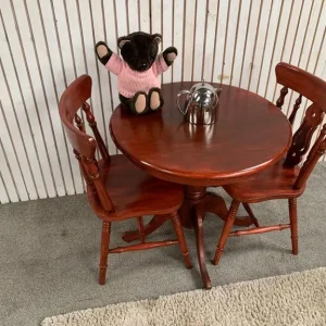 Round pedestal breakfast / bistro table with two chairs. - Image 3