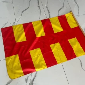 Northumberland County Flag – Bold Red & Gold Design on Wooden Pole - Image 2