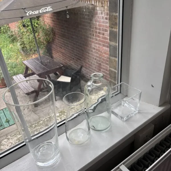 Set of 4 Decorative Glass Vases/Containers