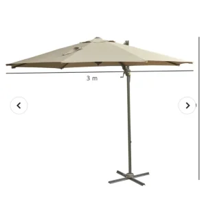 3m Beach Hanging Umbrella Parasol - Khaki - Image 3