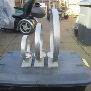 3 X Large Decreasing Aluminium Circular Candle Holders - Image 5