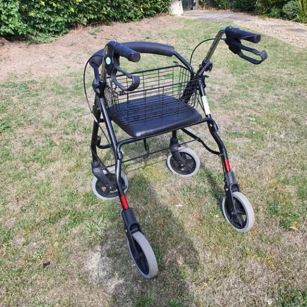 Disabled walker with seat and basket
