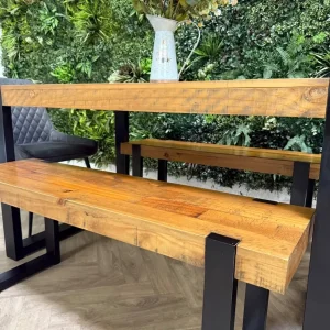 Rustic style kitchen table, 2 benches & 2 chairs/dining set - Image 5