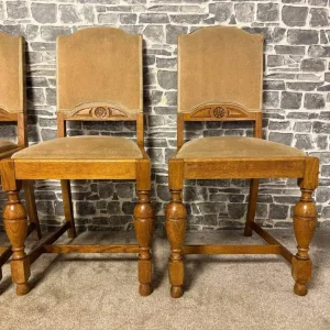 Set of 4 Antique Jacobean Revival Oak Dining Chairs by Scovell & Co - Image 8