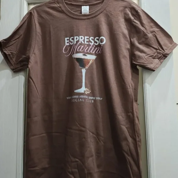 Womens brand new brown Expresso Martini t shirt. Size medium